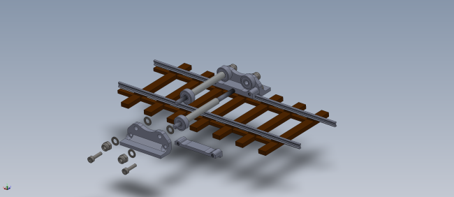 Exploded view of roller pair mounted on a length od G1 track.