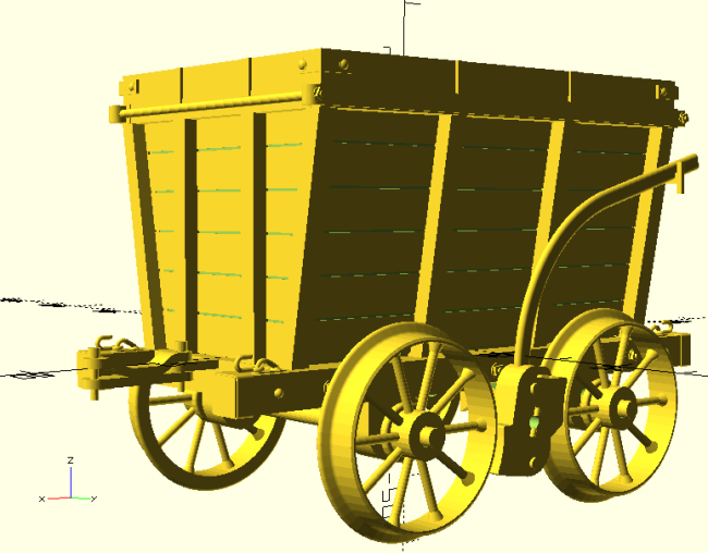 openSCAD image of wagon