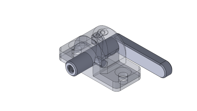 Isometric CAD view of point lever assembly.