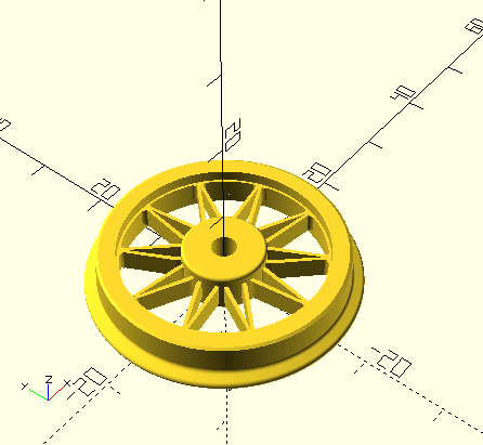 RCH split spoked wheel image from openSCAD